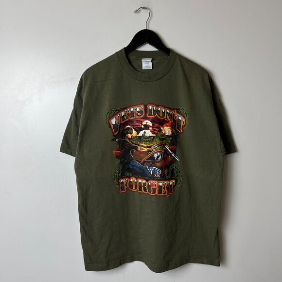 Vietnam Vets T Shirt Vintage Y2K Large L Adult Brown Graphic Tee - Picture 8 of 14